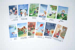 Monats Postkarten 12 Set  / Stefanie Messing / Jahreszeitentisch / Waldorf