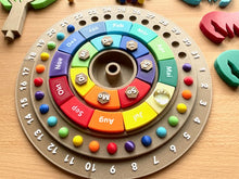 Laden Sie das Bild in den Galerie-Viewer, Immer währender Kalender Jahreskreis / Jahreskalender Wochenkalender Monate / Waldorf / Jahreszeitentisch / Montessori Jahreskalender