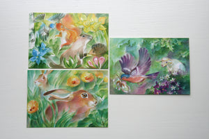 Ostern Frühling Postkarten Set 2 / Jahreszeitentisch / Waldorf / Sonne / Hasen