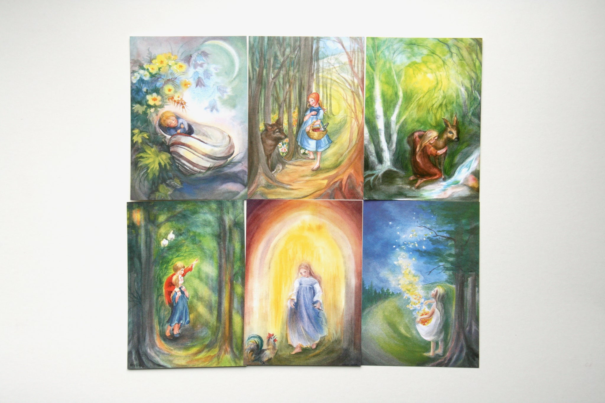 Märchen Postkarten Set 3 / Jahreszeitentisch/ sterntaler / Rotkäppchen –  Elfenwiege