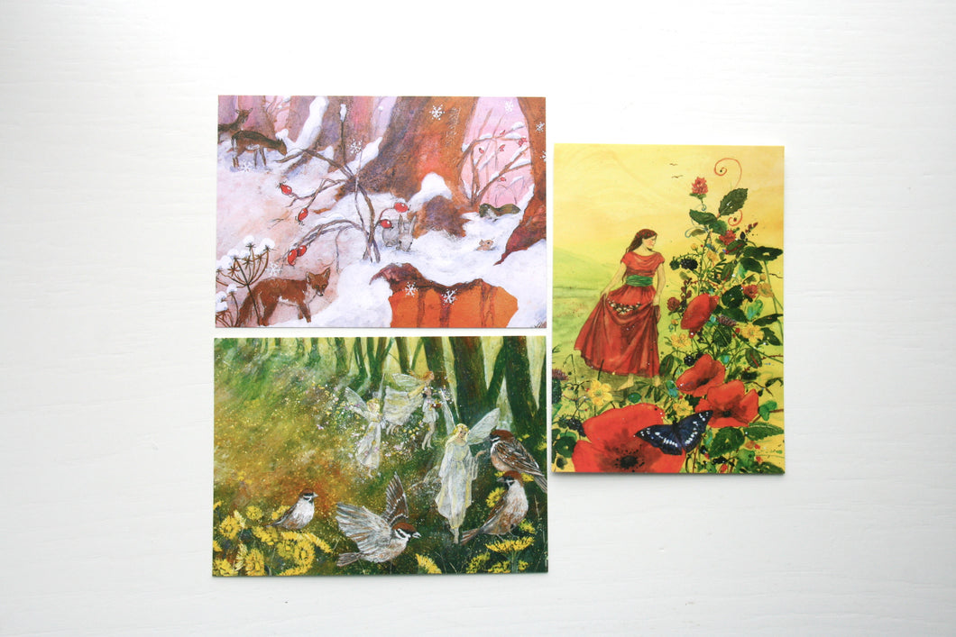Postkarten Daniela Drescher Set / Jahreszeitentisch / Fee / Waldorf / Winter / Blumen