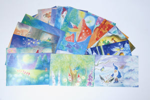 Zwerge Monats Postkarten 16 Set  / Dorothea Schmidt  / Jahreszeitentisch / Waldorf