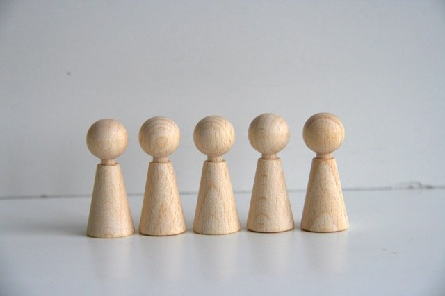 5 Stück Holzfiguren S / Kegelfigur Set 3,6 cm Holz