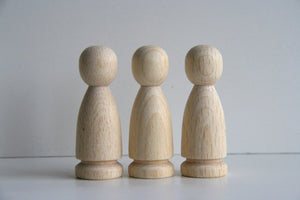 3 große sockel Holzfiguren / Kegelfigur 7 cm Holz