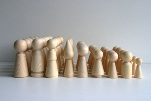 5 Stück Holzfiguren L / Kegelfigur / Set 6 cm Holz
