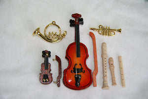 Instrumenten Set Jahreszeitentisch / Geige Flöte Puppenstube