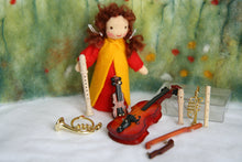 Laden Sie das Bild in den Galerie-Viewer, Instrumenten Set Jahreszeitentisch / Geige Flöte Puppenstube