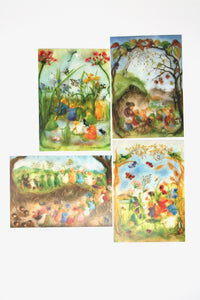 Wollbilder Postkarten Set 4 / Wurzelkinder / Jahreszeitentisch/ Franziska Sertori-Kopp  / Waldorf / zwerg