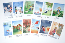Laden Sie das Bild in den Galerie-Viewer, Monats Postkarten 12 Set  / Stefanie Messing / Jahreszeitentisch / Waldorf