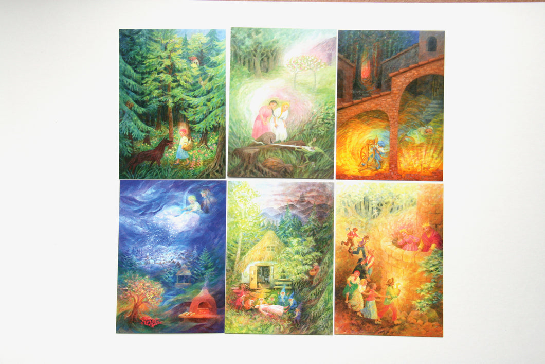 Märchen Postkarten Set 1 / Jahreszeitentisch/ Sterntaler  / Waldorf / Rapunzel / Schneewittchen