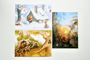 Zwerge Postkarten Set 1 / Jahreszeitentisch / Gnom / Waldorf / Winter / schnee
