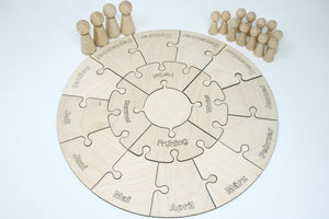 Bastelmaterial Set  für einen Jahres Kreis und passenden Holz figuren / Jahreszeitenkreis Figurenkegel set Immer währender kalenderHolz