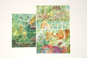 Sommer Postkarten Set 4 / Jahreszeitentisch / Waldorf / Winter / Sonne / viriot