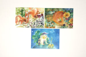 Herbst Postkarten Set 4 / Jahreszeitentisch / Waldorf / Sonne / Blätter