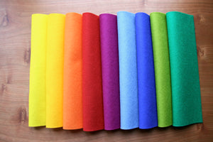 Wollfilz "Regenbogenfarben" Paket 9 Stück / Basteln / Material / Schurwolle  / Filz / Wolle / Waldorf / Jahreszeitentisch
