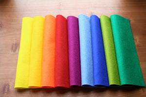 Wollfilz "Regenbogenfarben" Paket 9 Stück / Basteln / Material / Schurwolle  / Filz / Wolle / Waldorf / Jahreszeitentisch