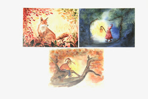Herbst Postkarten Set 5 / Jahreszeitentisch / Waldorf / Sonne / Blätter