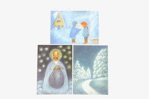Winter Postkarten Set 4 / Jahreszeitentisch / Waldorf / Winter / schnee